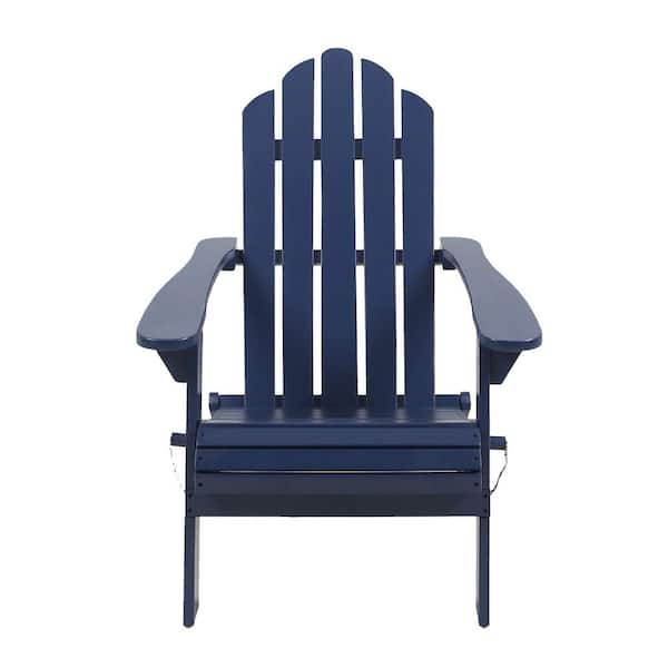 Tidoin Classic Dark Blue Foldable Wood Adirondack Chair