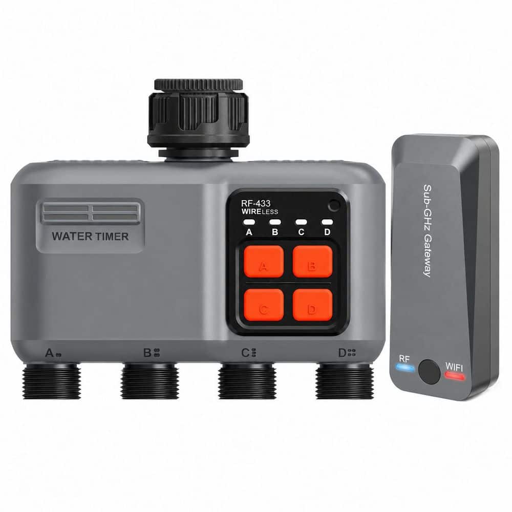 4-Zone WiFi Smart Water Timer 984 Feet RF Gateway with RF Gateway, App, Voice, Rain Delay and Manual Control price history on PriceWatchPro