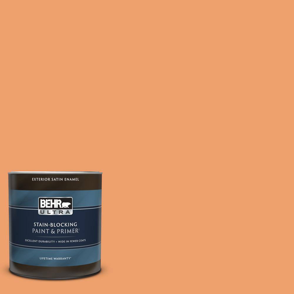 BEHR ULTRA 1 qt. 250D5 Florida Mango Satin Enamel Exterior Paint