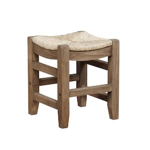 Newport Light Amber Wood 18 in. Stool with Rush Seat