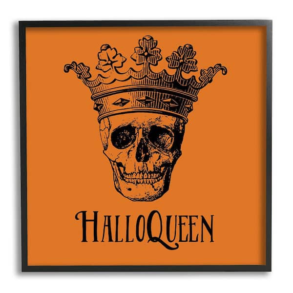 Stupell Industries HalloQueen Skull in Crown by Two If By Sea 1-Piece Framed Graphic Print Typography Poster Art Print 12 in. x 12 in.