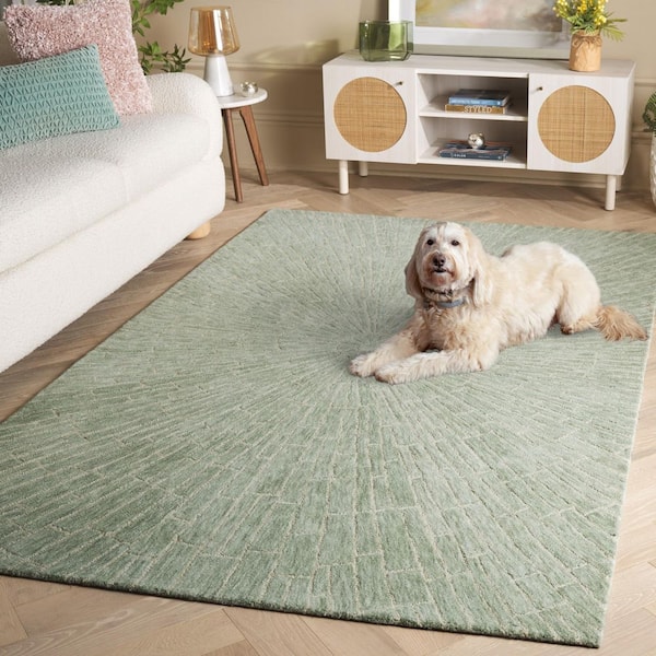 20x8.5cm 新品 レプリカ USマーシャル オリーブドラブxカーキ パッチ SAFAVIEH Marquee 5 ft. x 8 ft. Green Radial Abstract Area Rug
