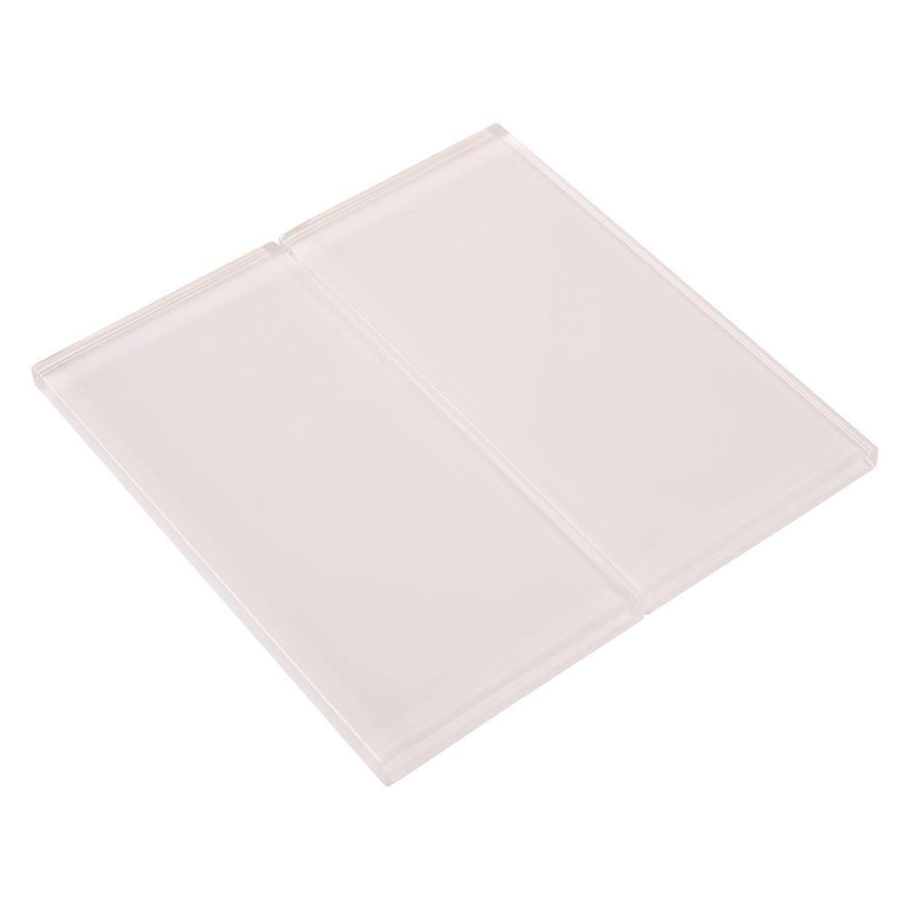 Giorbello Rose Pale Pink 3 in. x 6 in. Wall Glossy Subway Glass Tile (5 ...