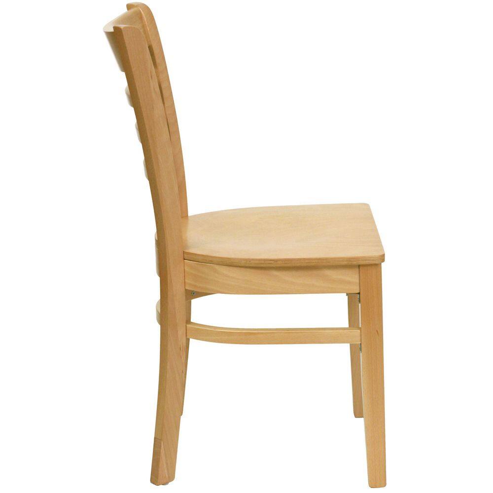 Natural Wood Ladderback High Slat Side Chair in Beige