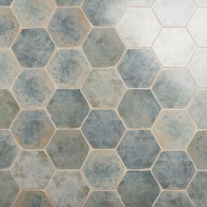 Mandalay Hex Green 9.13 in. x 10.51 in. Polished Porcelain Floor and Wall Tile (8.07 sq. ft./Case)