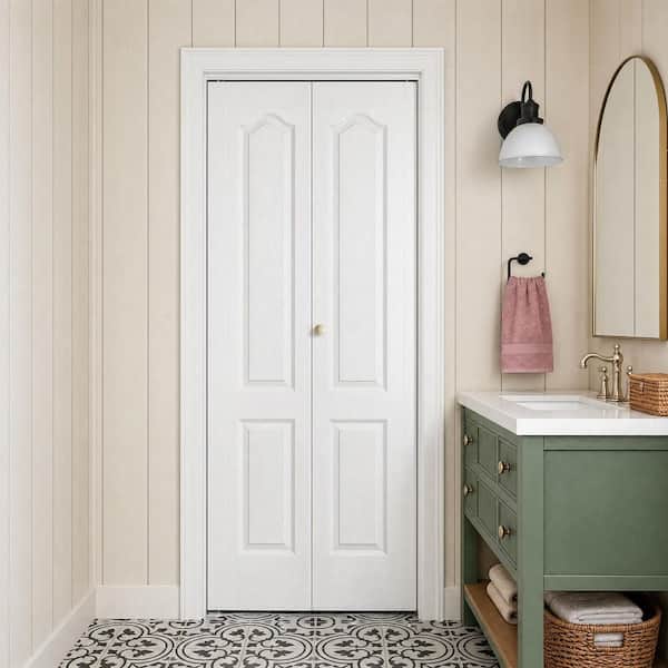 GOLDENPOLEY 28 in. x 78.4 in. 2 Panel Roman Round Top Hollow Core