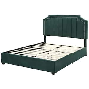 Clive 58.25 in. W Dark Green Full Wood Frame Storage Platform Bed