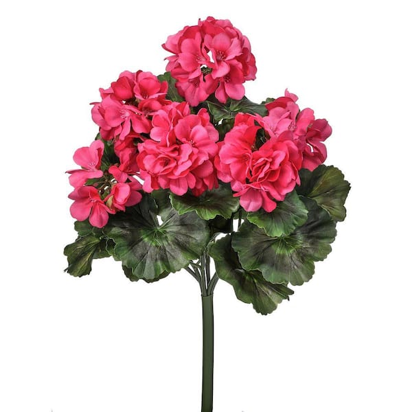 17 in. Pink Indoor Artificial Geranium Bush