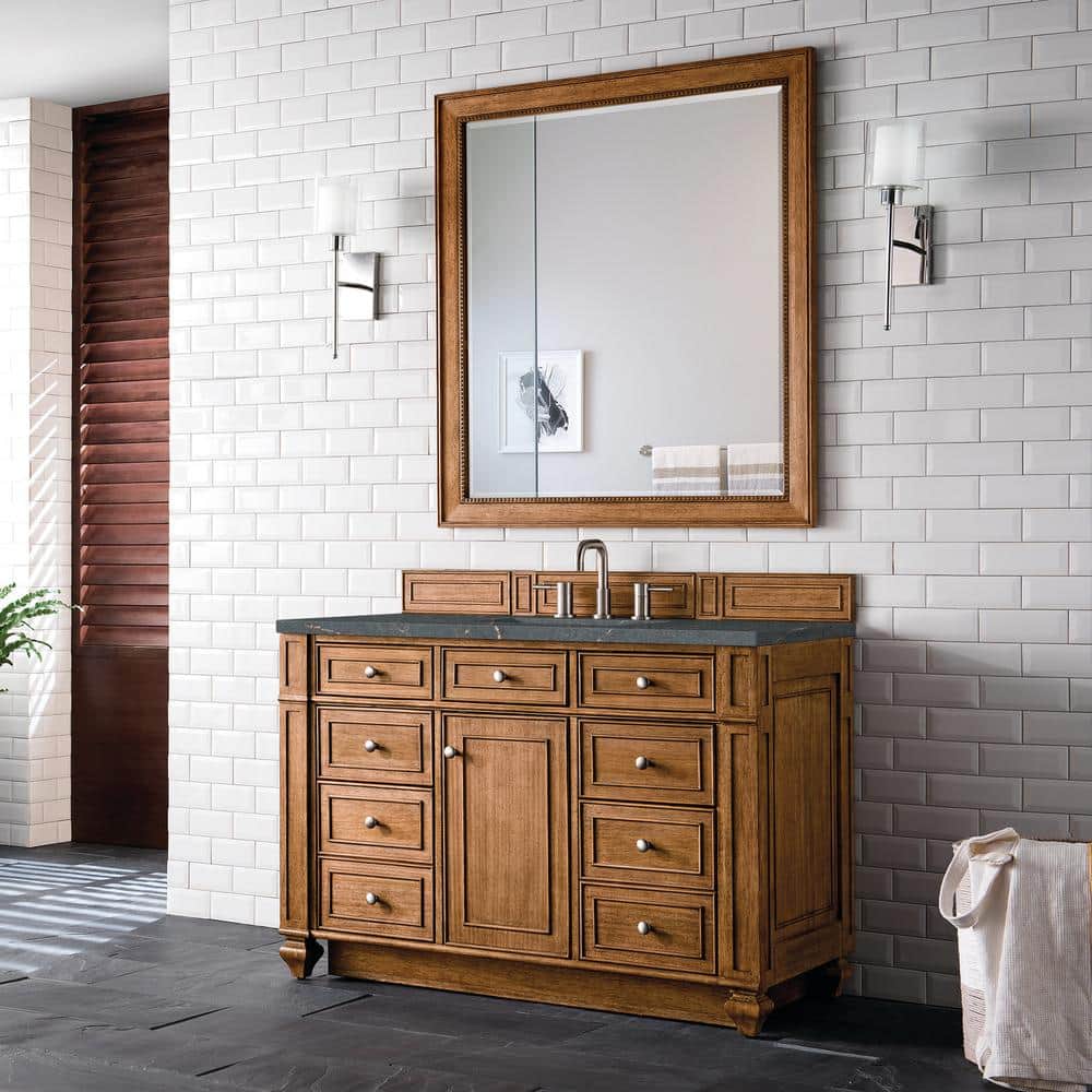 Bristol 48.0 in. W x 23.5 in. D x 34.0 in. H Single Bathroom Vanity in Saddle Brown with Parisien Bleu Quartz Top price history on PriceWatchPro