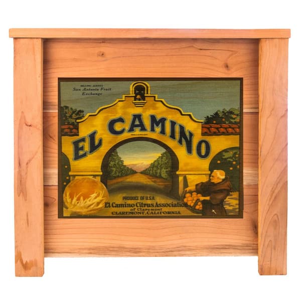 Butler Art and Design 15 in. x 15 in. Deluxe Redwood Planter Box with El Camino Art
