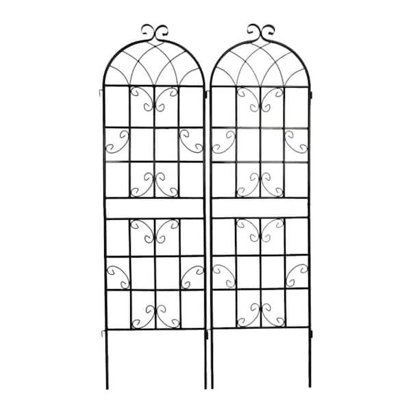 Angel Sar 71 in. 2-Pack Metal Garden Trellis, Black VCPX8125 - The Home ...