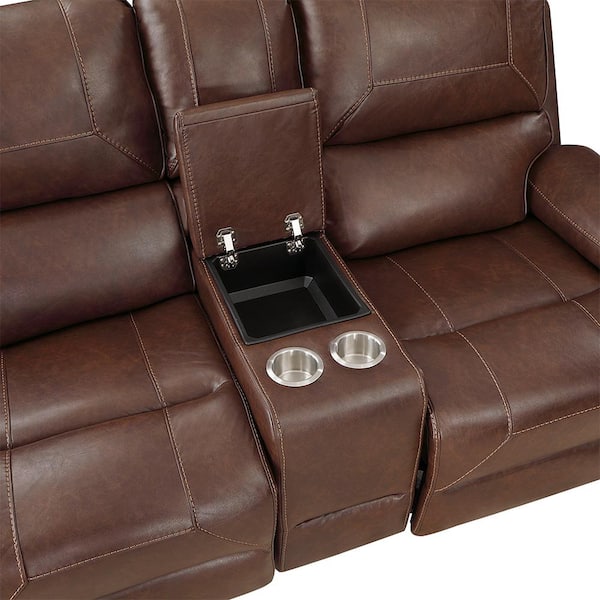 Lazzara Logansport 76 in. W Brown Faux leather Double Glider