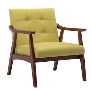 Take a Seat Natalie Bumblebee Yellow Fabric Upholstery / Espresso Wood Frame Accent Chair