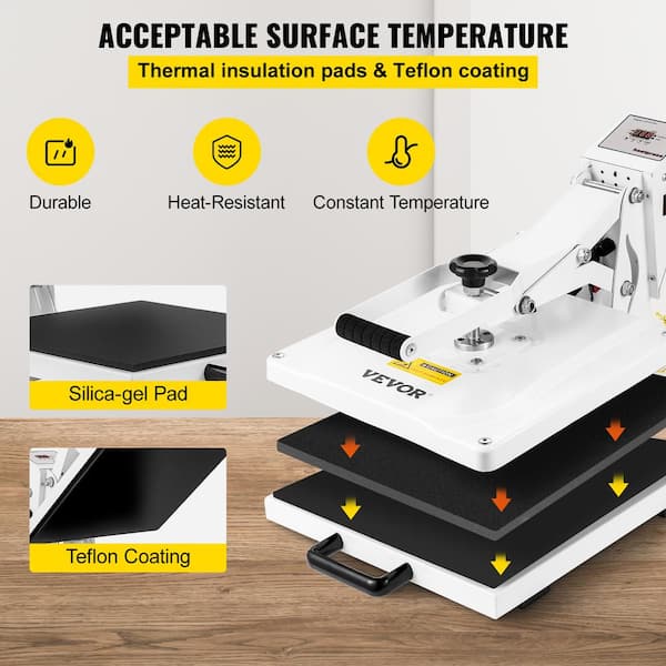  VEVOR Heat Press, Heat Press Machine for T-Shirt, Fast Heating,  High Pressure Heat Press 15x15, Power Digital Industrial Sublimation  Printer for Heat Transfer Vinyl, Easy to Use, White : Everything Else