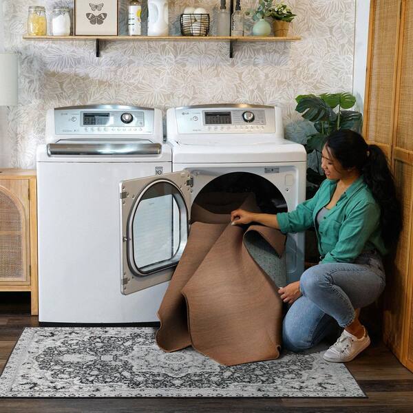 My Magic Carpet Solid Espresso 5 ft. x 7 ft. Machine Washable Area
