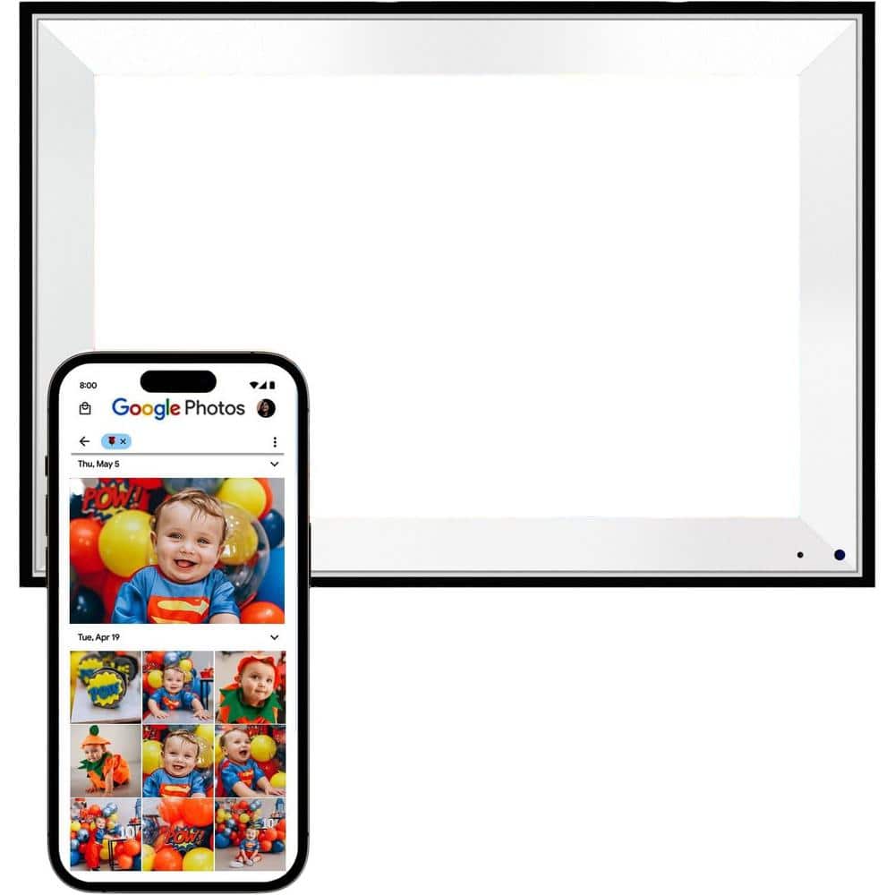 10.1 in. AI-Powered Digital Picture Frame with Free Unlimited Storage and Slideshow in Black and White price history on PriceWatchPro