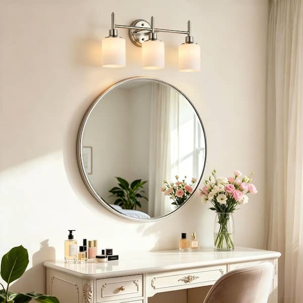 Edvivi 21 in. 3-Light Brushed Nickel Modern Hardwired Bathroom