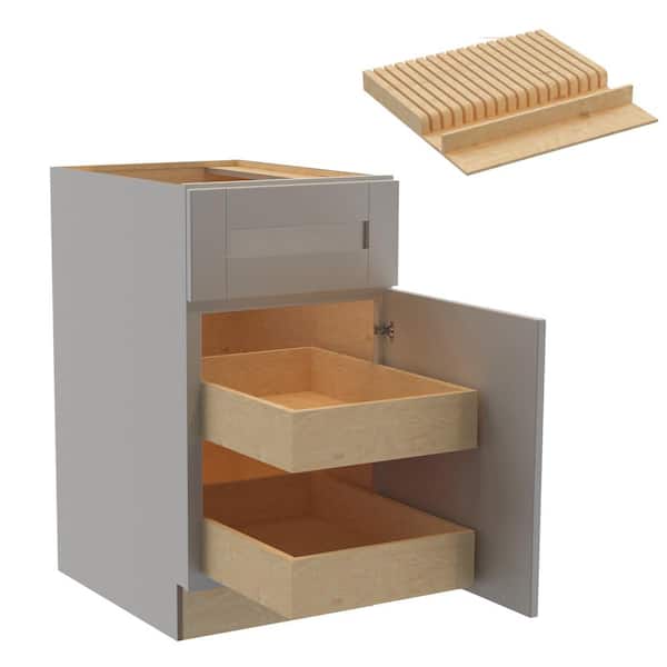 Home Decorators Collection Washington Veiled Gray Plywood Shaker Assembled Base Kitchen Cabinet Rt 2ROT KB18 W in. 24 D in. 34.5 in. H