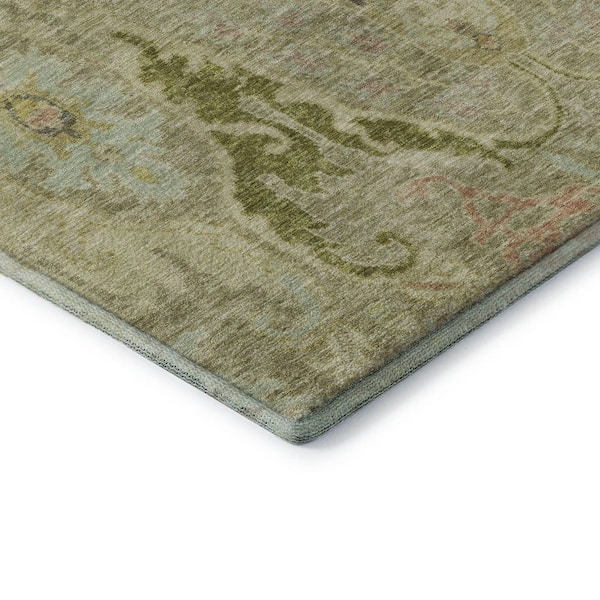 Mayfield Premium Machine Washable Abstract AMF1932 Khaki 10 ft. x 14 ft. Area Rug