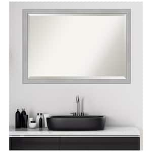 Medium Rectangle Vista Brushed Nickel Beveled Glass Modern Mirror (26.75 in. H x 38.75 in. W)