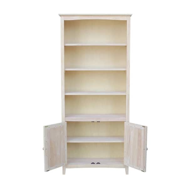 72 in. Unfinished Wood 6-shelf Standard Bookcase with Adjustable Shelves