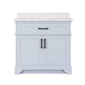 Cherrydale 36 in. W x 22 in. D x 34.5 in. H Single Sink Bath Vanity in Light Blue with White Engineered Marble Top