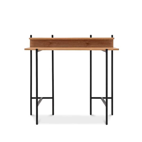 AndMakers Querencia 31 in. Oak Rectangular Acacia Writing Desk with Steel Legs