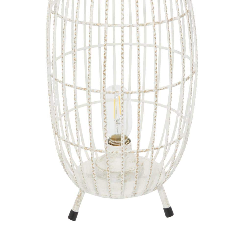 Elegant Oval White Metal LED Candle Lantern, 16.4" Hanging Design