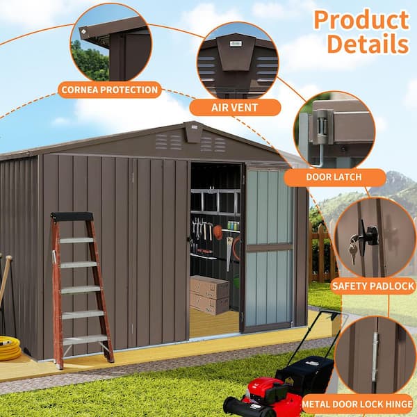 ToolCat 10 ft. W x 8 ft. D Outdoor Metal Shed Storage Tool House