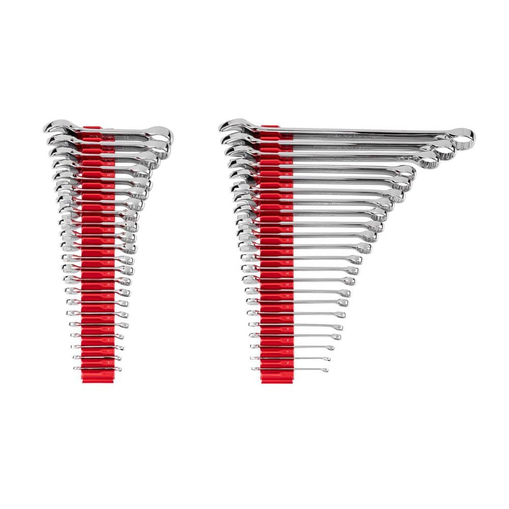 Tekton 6 - 32 mm (Common Sizes) Stubby and Standard Length Combination Wrench Set with Modular Organizers (44-Piece)