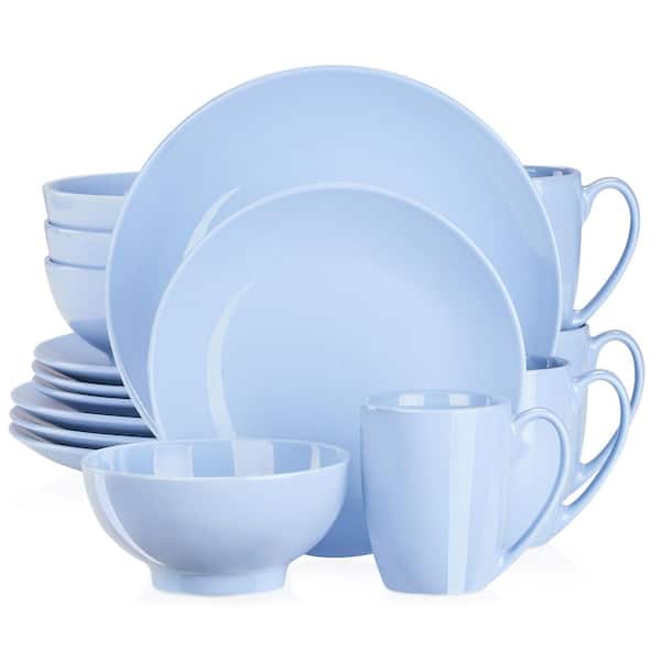 16-Piece Lavender Porcelain Dinnerware Set (Service for 4) Dinner Plates Dessert Plates Cereal Bowls and Mugs
