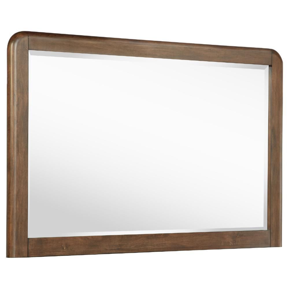 Rie Walnut Brown 1.25 in. W x 32 in. H Modern Rectangle Wood Framed Dresser Mirror