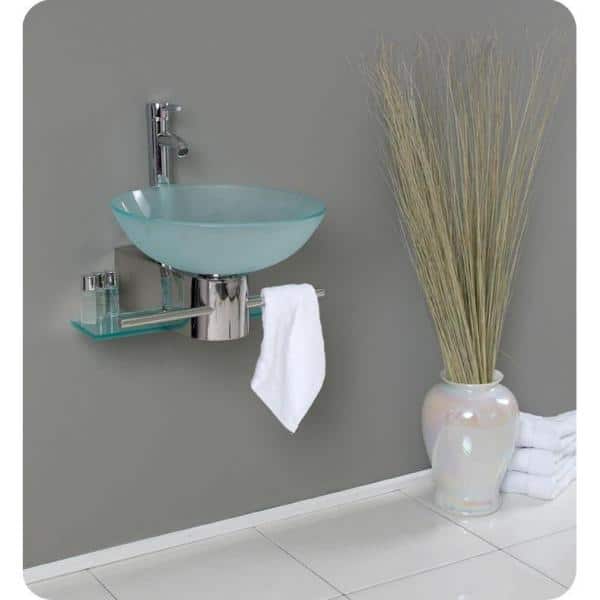 Turquoise Round Glass Vessel Sink with Faucet and Drain