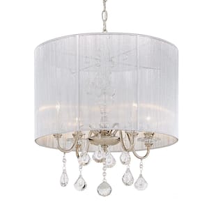 St. Lorynne 4-Light Polished Nickel Pendant with Silver String Shade