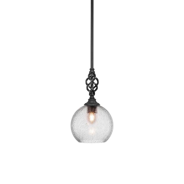Unbranded Bridgewater 100 W 1-Light Matte Black Standard Mini Pendant Light with Glass Shade