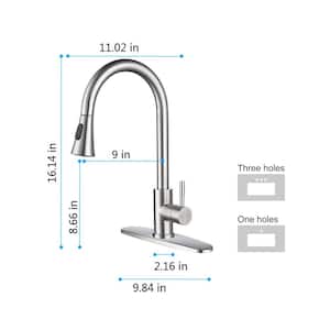 Nice Single Handle Surface Mount Gooseneck Pull Down Sprayer Kitchen Faucet in Stainless Steel
