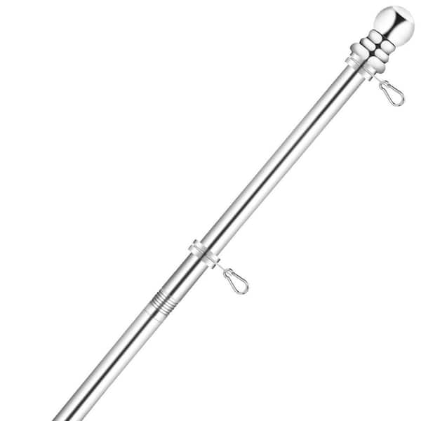 6 ft Series 1 in. 2-Position Stainless Steel Flag Pole Kit Rustproof Porch Flagpole with Tangle Free Rings Bracket