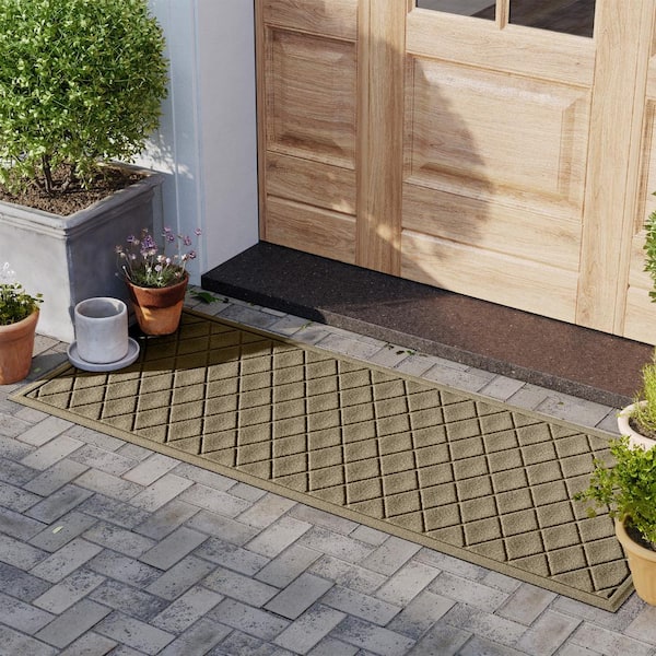 Waterhog Argyle Camel 22 in. x 60 in. PET Polyester Indoor Outdoor Runner Door Mat