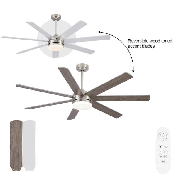 Coastal 62 in. Indoor Brushed Nickel Downrod Standard Ceiling Fan with Light and Remote Control Included