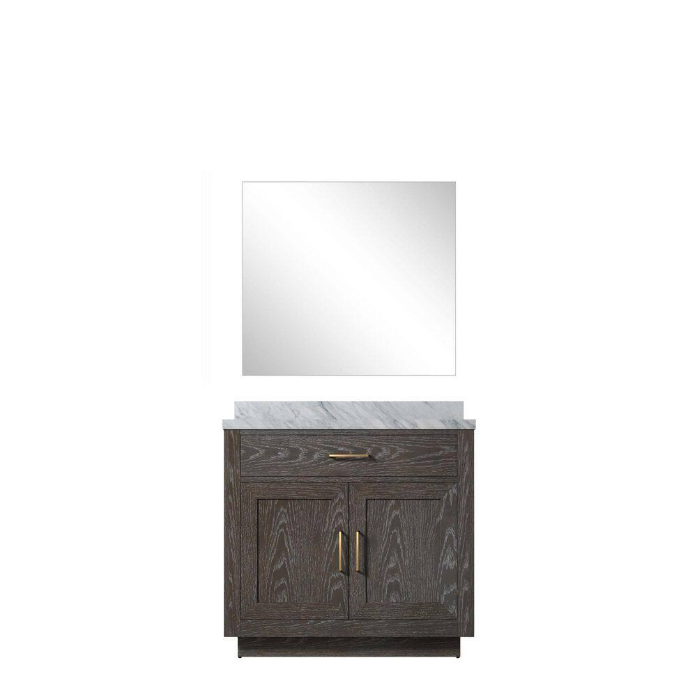 Condor 36 in W x 22 in D Brown Oak Single Bath Vanity with Carrara Marble Top and 34 in Mirror price history on PriceWatchPro
