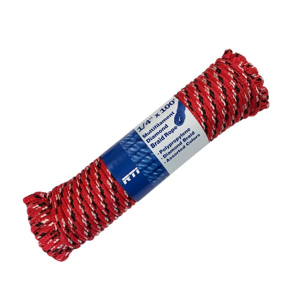 Corda 5/16" x 100'  Diamond Braid Polypropylene Rope.Assorted Colors Qty:4 Pcs 