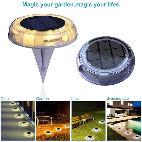 Solar Powered 4-Lights Deco Clear LED In-Ground Well Light, Garden Pool Porch Waterproof Warm White LED Solar Powered 4-Lights Deco Clear LED In-Ground Well Light, Garden Pool Porch Waterproof Warm White LED