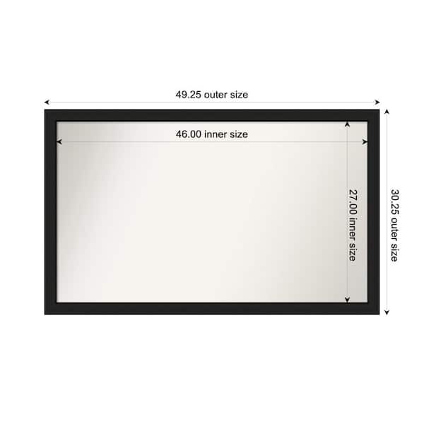 Amanti Art Midnight Black Narrow 49.25 in. W. x 30.25 in. Custom Non-Beveled Wood Framed Bathroom Vanity Wall Mirror