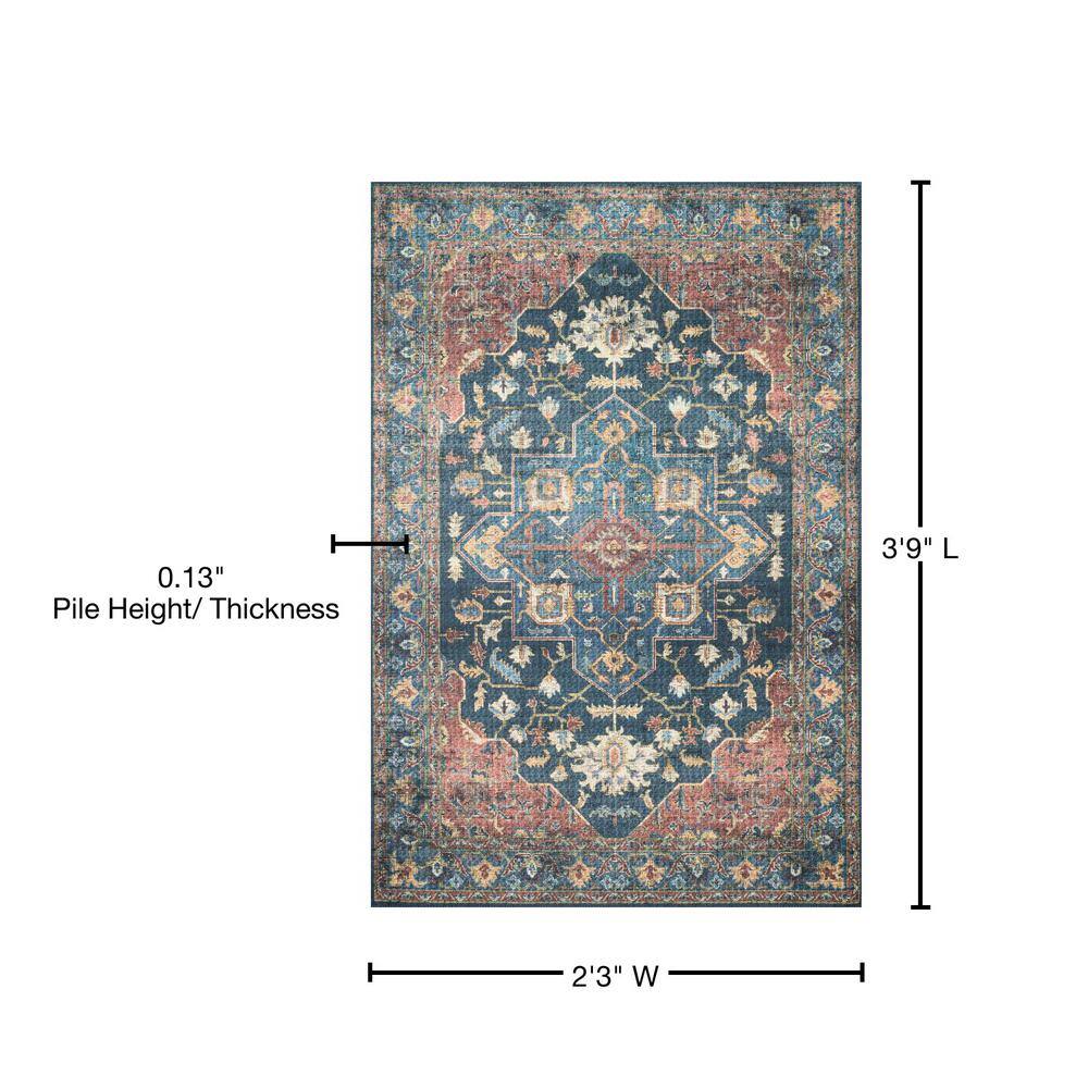 Skye Denim and Brick Synthetic Rectangular Rug