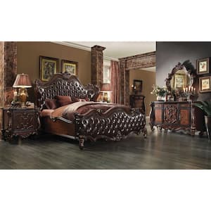 Amelia Dark Brown Wood Frame California King Platform Bed with Upholstered