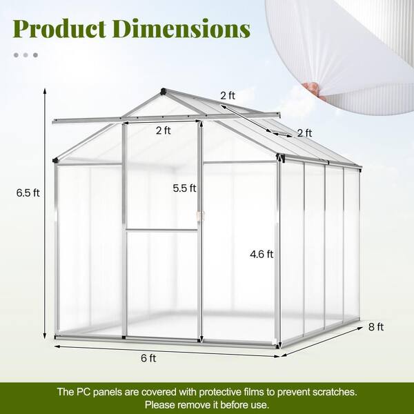 Gymax 6 x 8 FT Greenhouse for Outdoors Large Walk-in Green House w