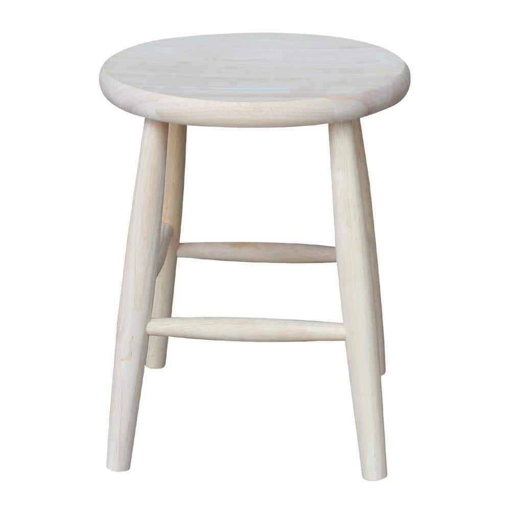 Unfinished Solid Parawood Scooped Seat Stool