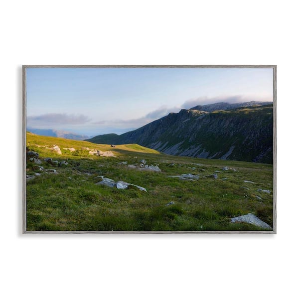 Stupell Industries Lush Rolling Cliffs by Thomas Tepstad Berge Gray Framed Nature Giclee Art Print 16 in. x 24 in.