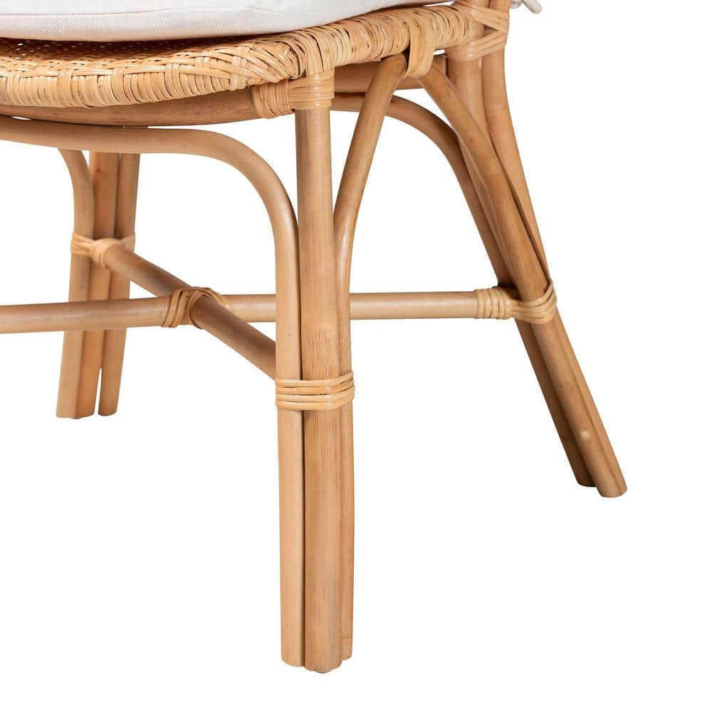 Natural Brown Rattan Cane Dining Chair with X-Base