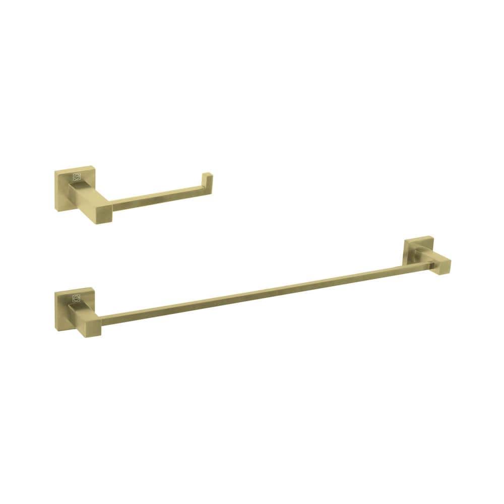 Timeless Home 2-Piece Bath Hardware Set with Mounting Hardware in Brushed G